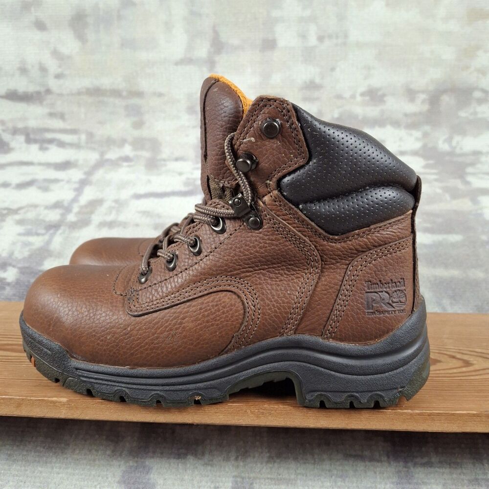 Timberland PRO Womens 7 M Titan 6 Alloy Toe Work Boots Brown Leather 26388